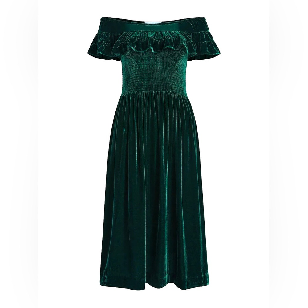 Hill House Green Akilah Nap Dress Velvet Emerald Holiday Medium Christmas
